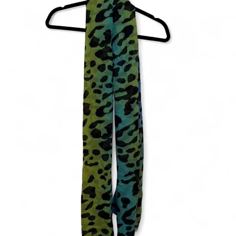 Torrid Women's Blue & Green Colorful Leopard Print Ombre Scarf Wrap